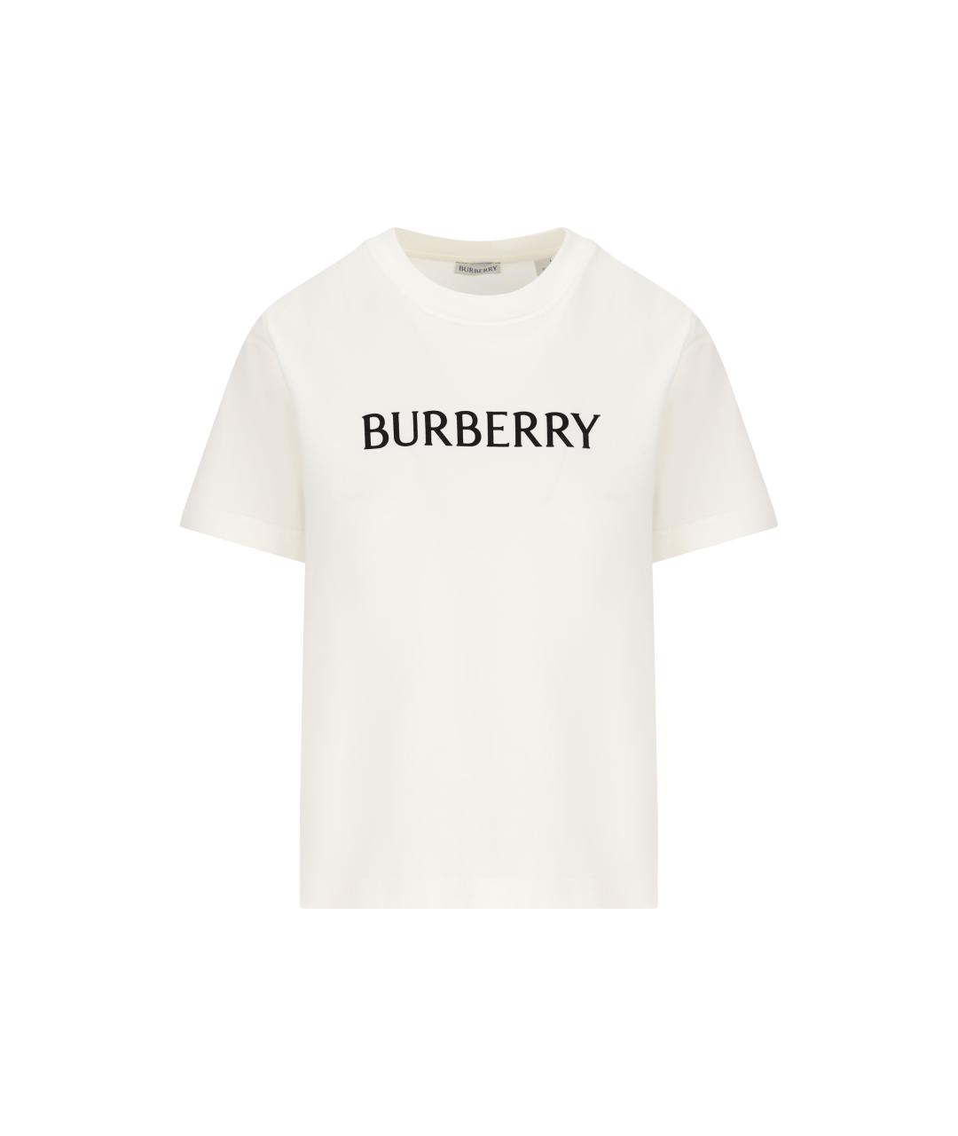 BURBERRY Белая хлопковая футболка, фото 5