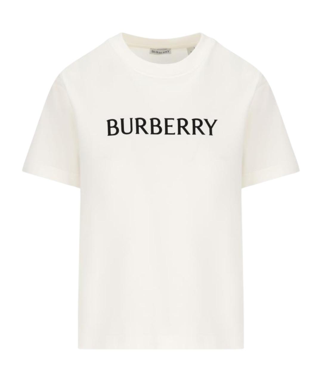BURBERRY Белая хлопковая футболка, фото 1