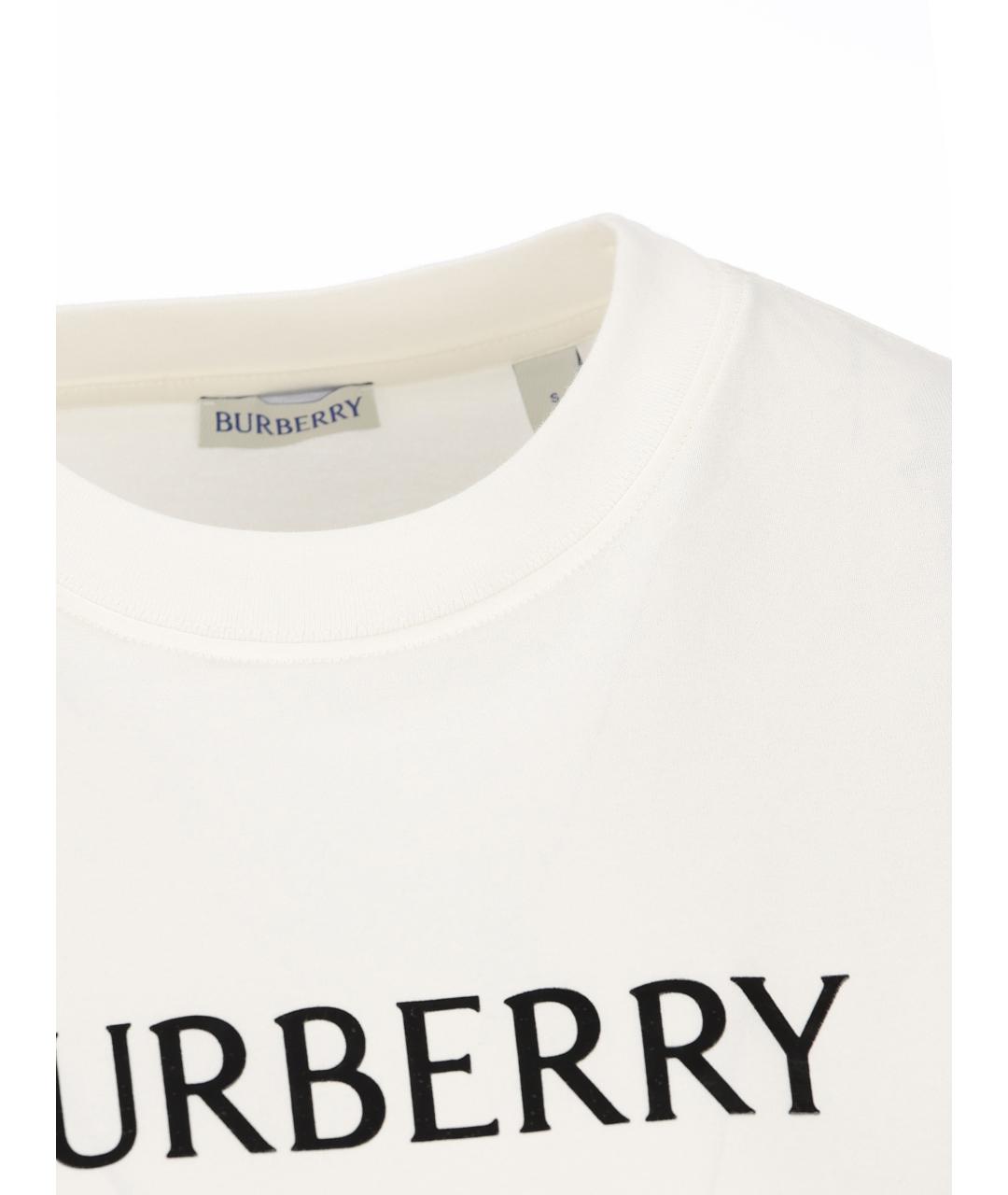 BURBERRY Белая хлопковая футболка, фото 4