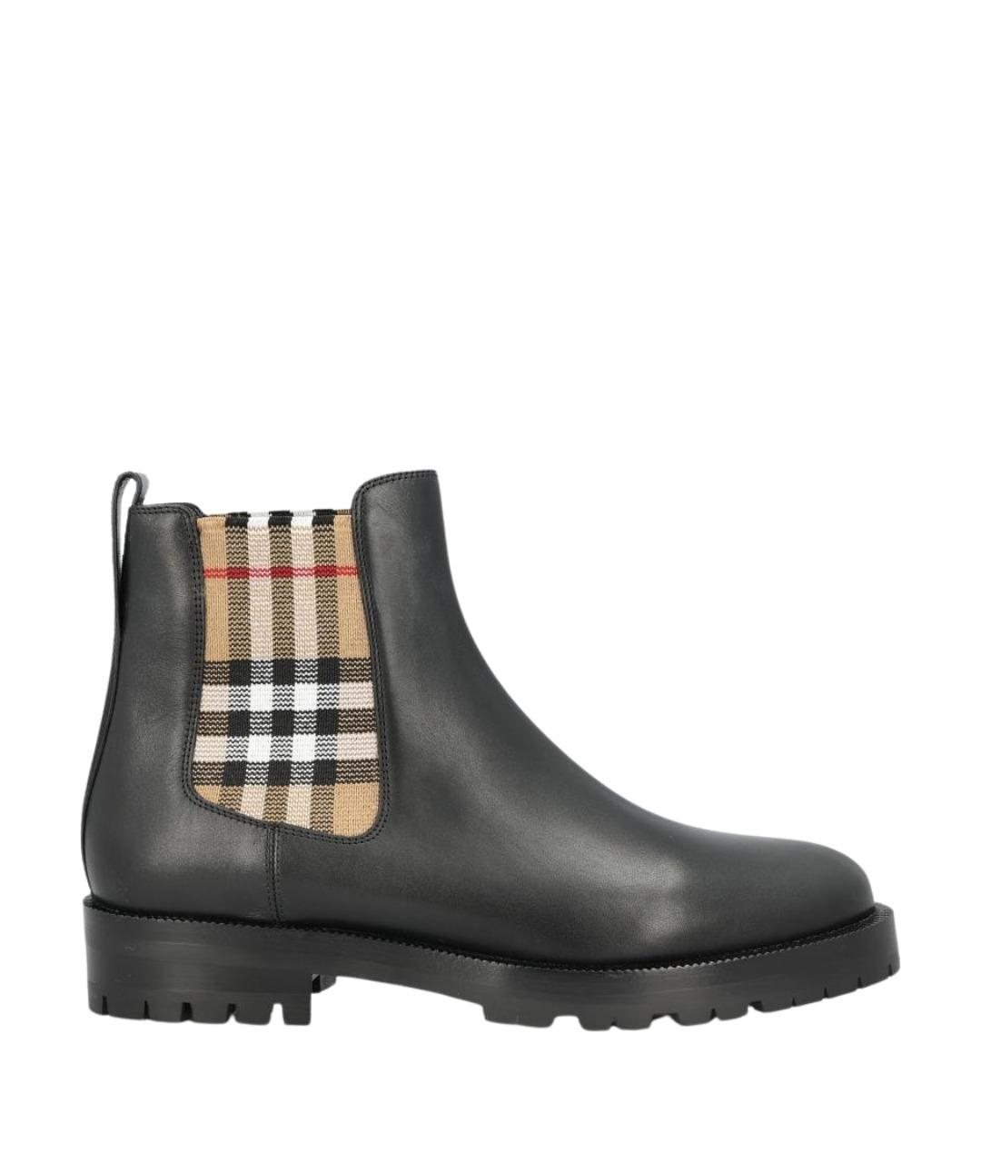 BURBERRY Черные кожаные ботинки, фото 1