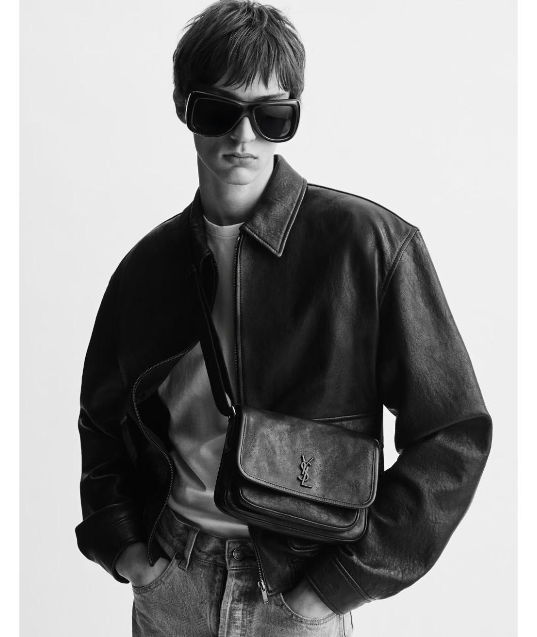 SAINT LAURENT Черная кожаная сумка на плечо, фото 6