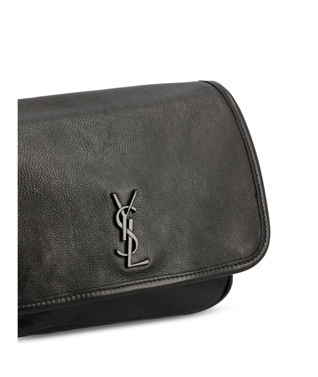 SAINT LAURENT Черная кожаная сумка на плечо, фото 5