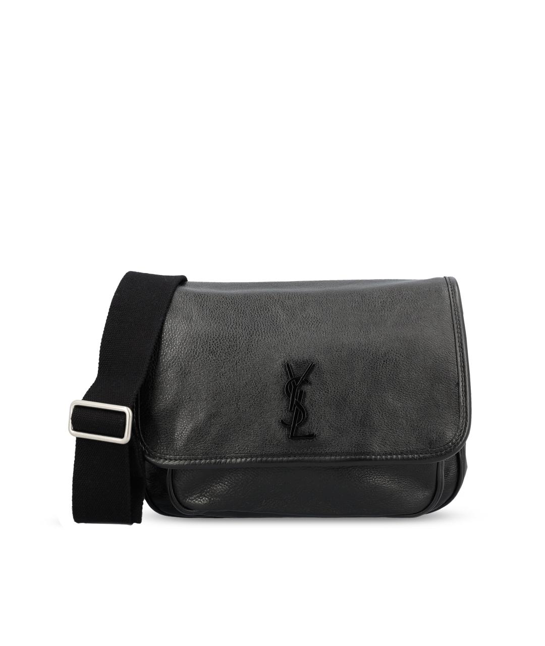 SAINT LAURENT Черная кожаная сумка на плечо, фото 2