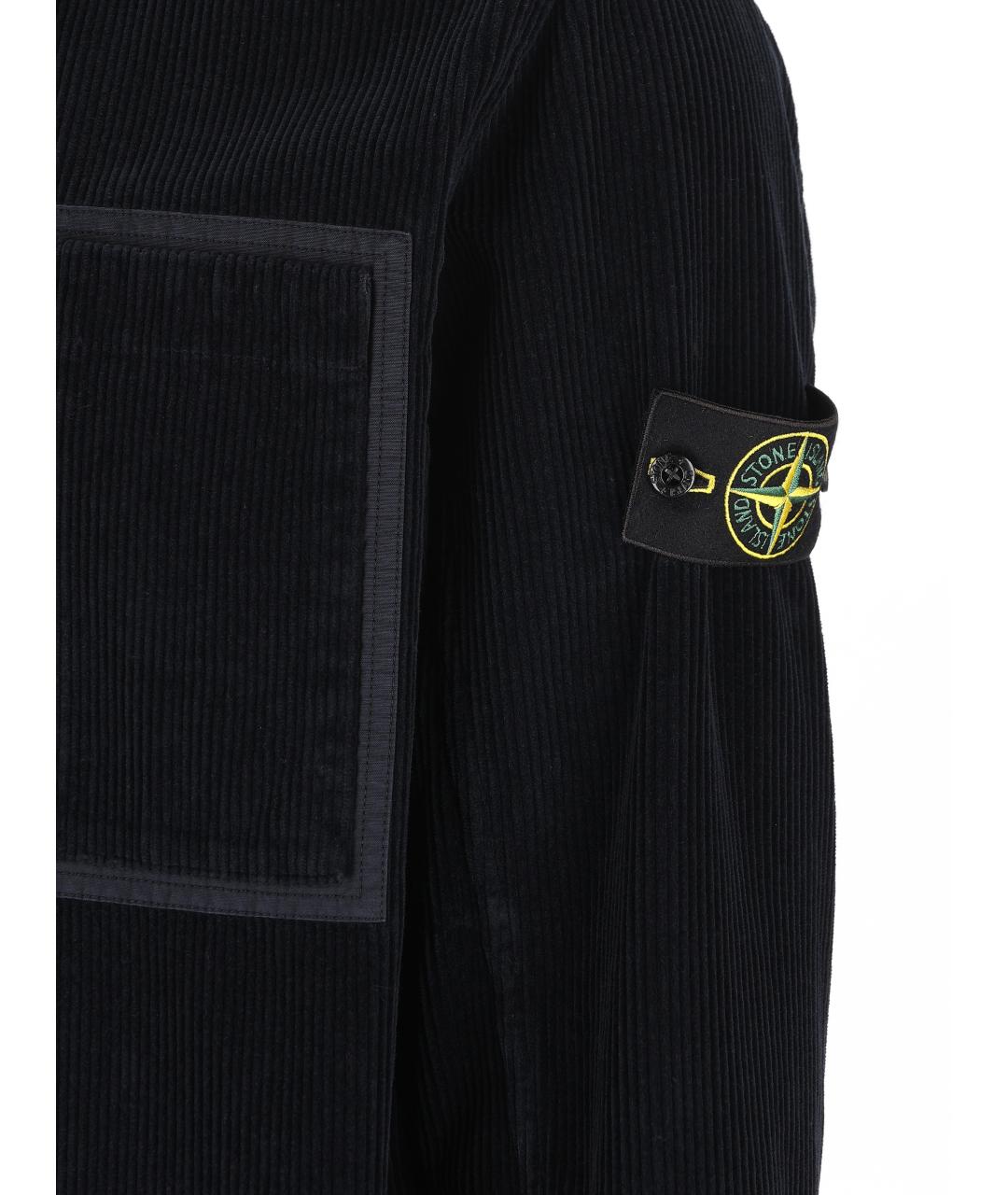 STONE ISLAND Темно-синяя хлопковая кэжуал рубашка, фото 4