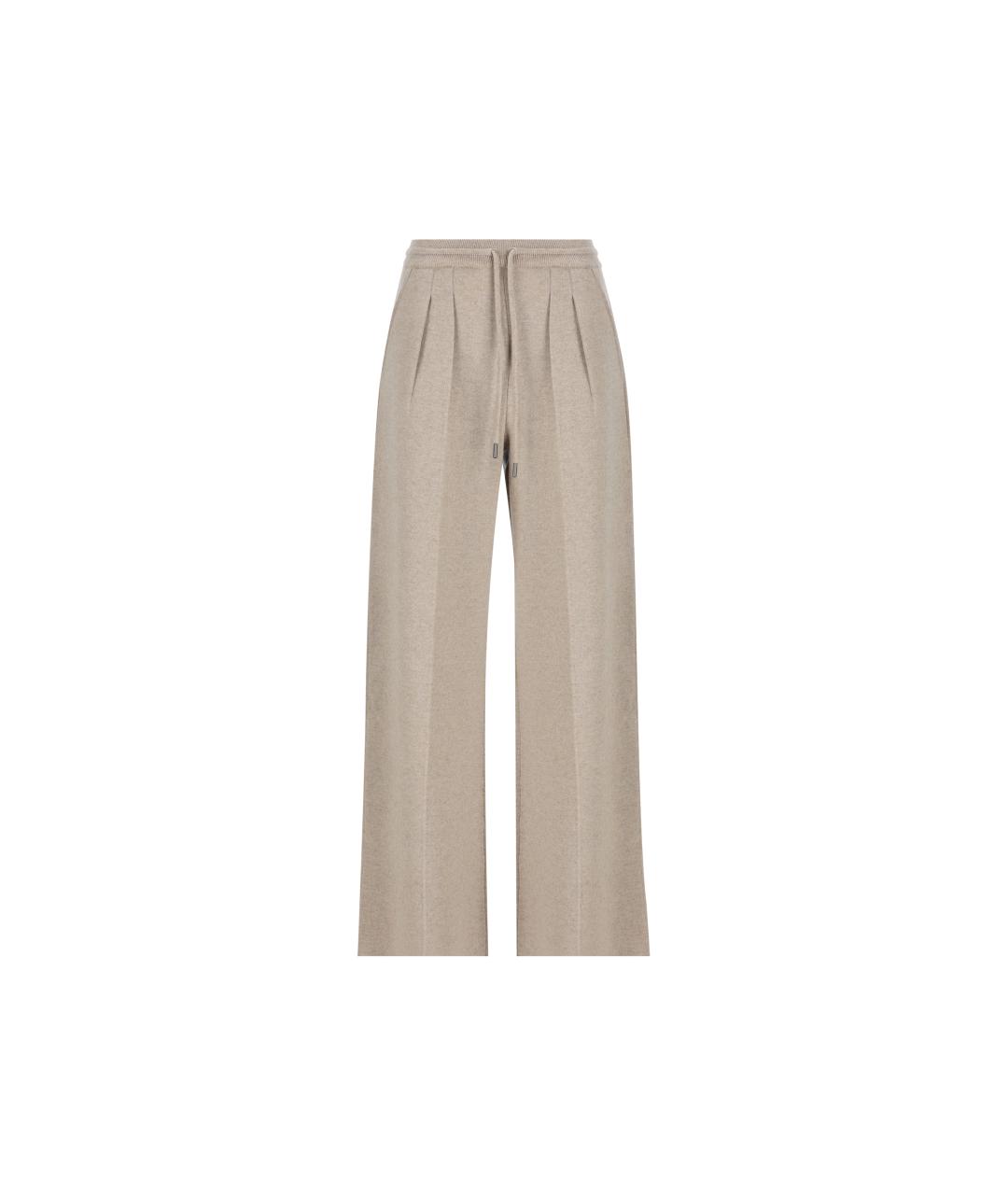 MAX MARA Бежевые шерстяные брюки широкие, фото 5