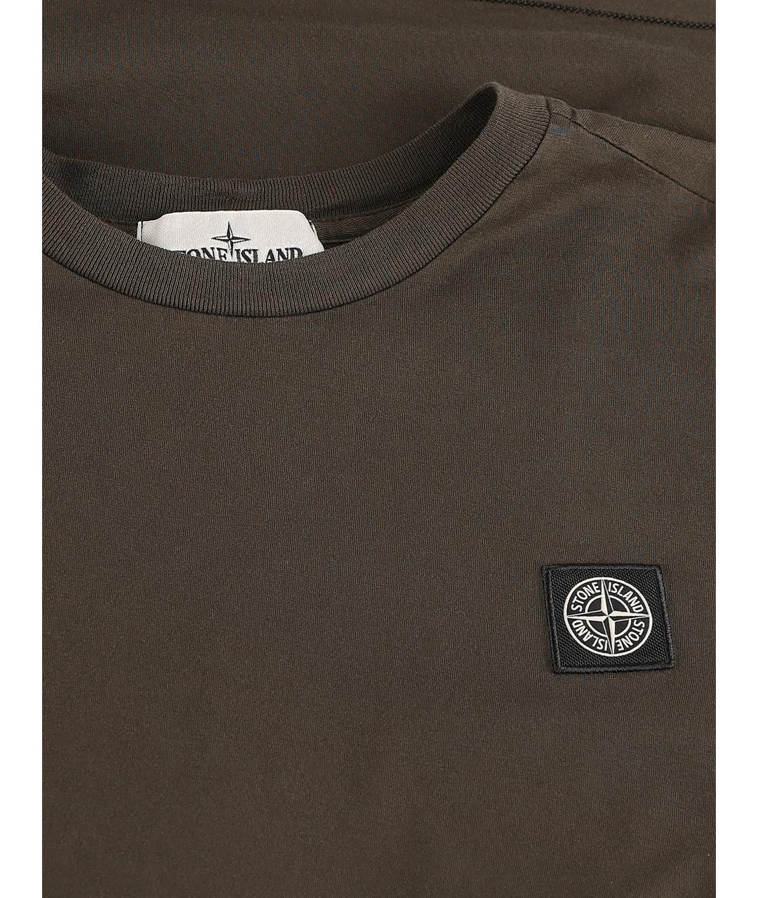 STONE ISLAND Зеленая хлопковая футболка, фото 3