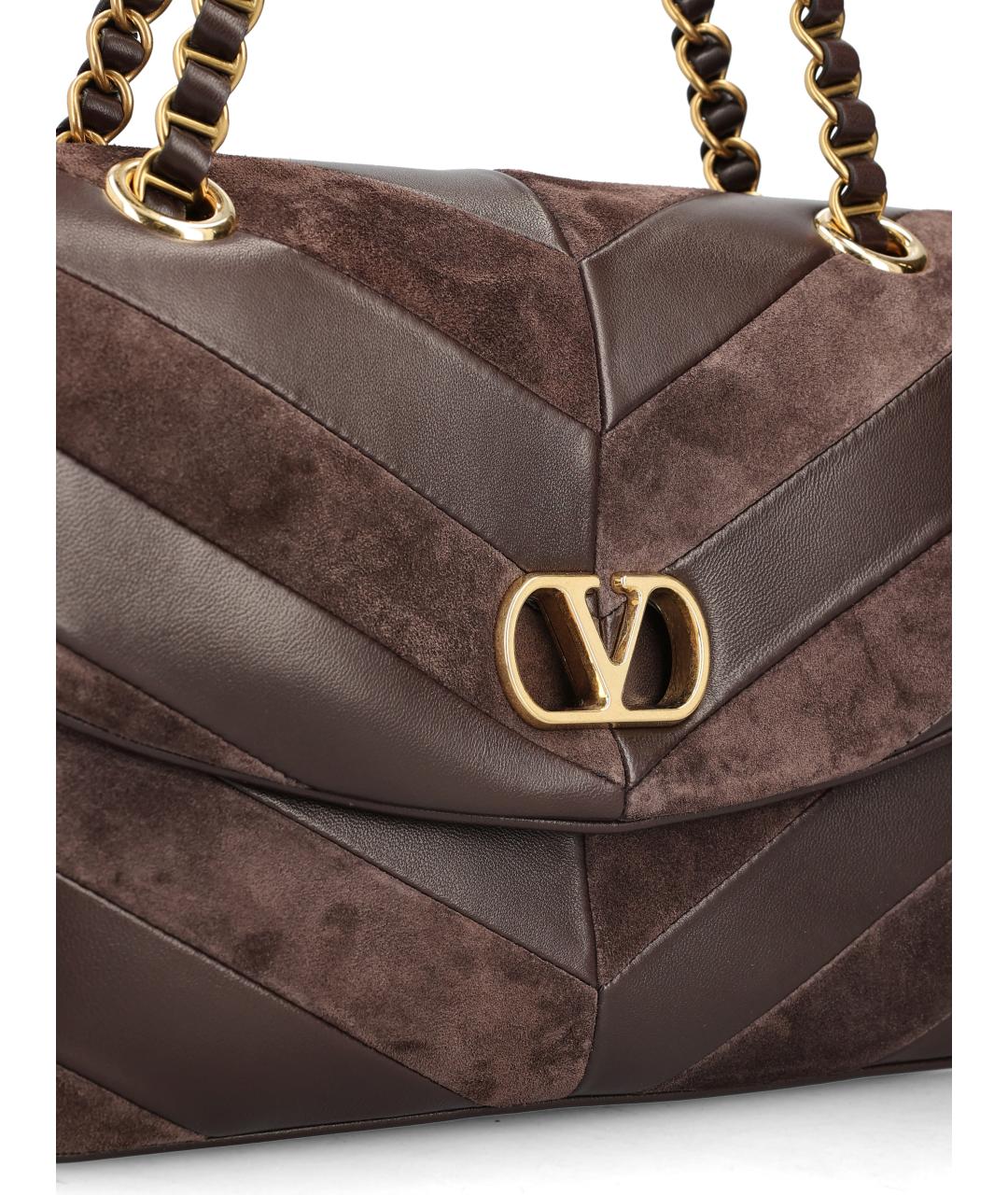 VALENTINO Коричневая кожаная сумка через плечо, фото 4