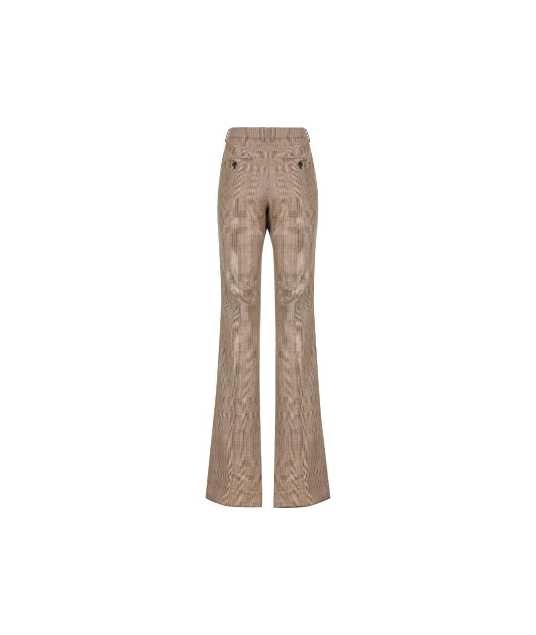 SAINT LAURENT Бежевые шерстяные прямые брюки, фото 2