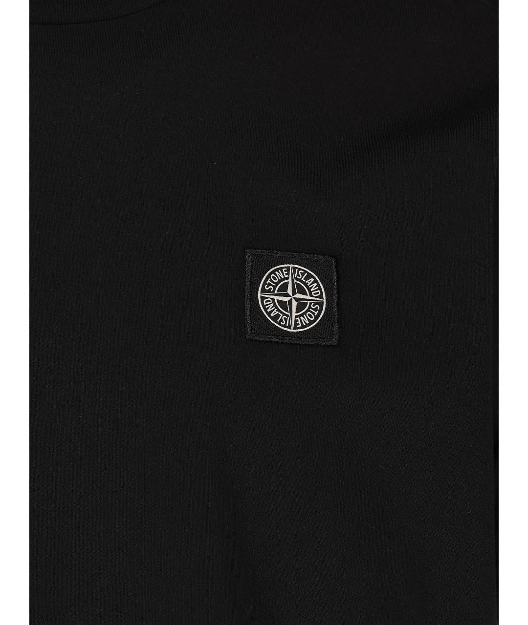 STONE ISLAND Черная хлопковая футболка, фото 4