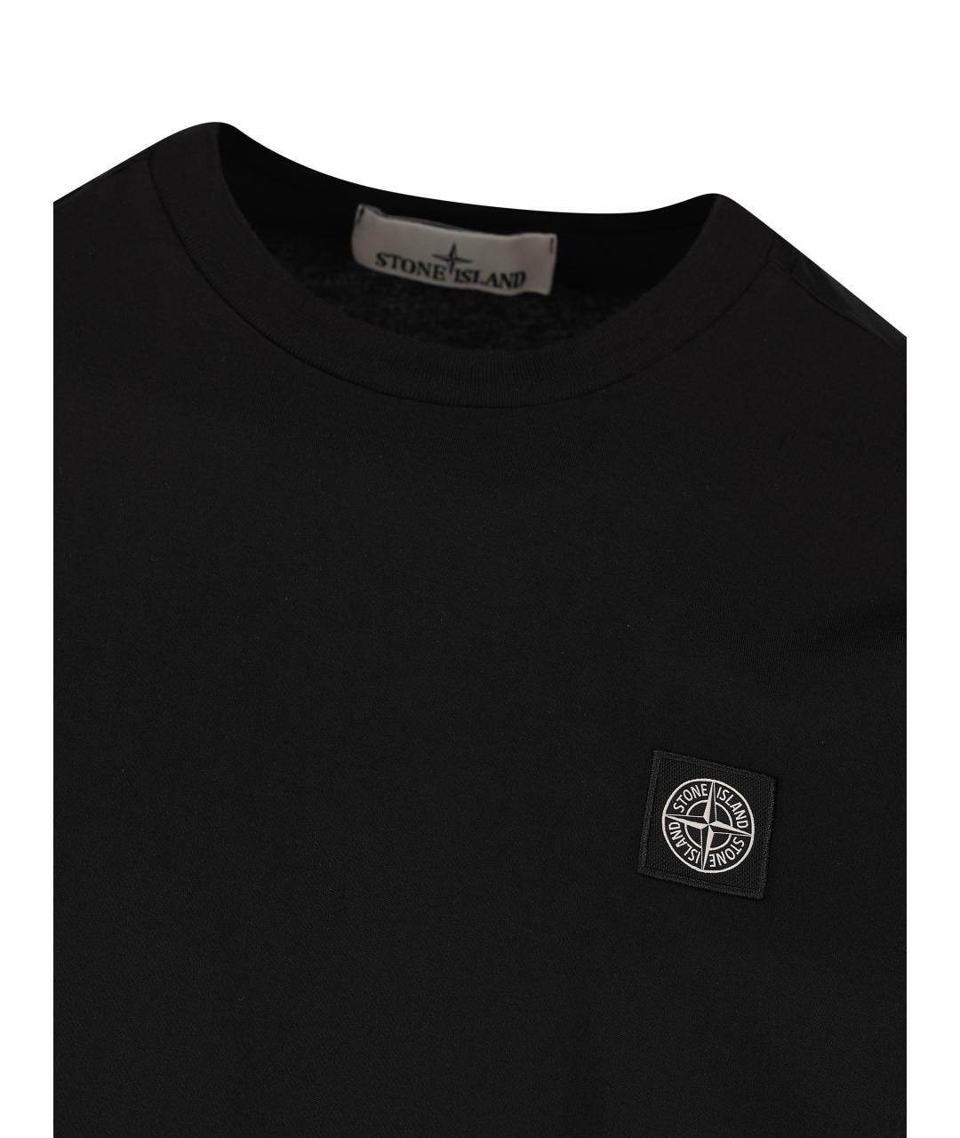 STONE ISLAND Черная хлопковая футболка, фото 3