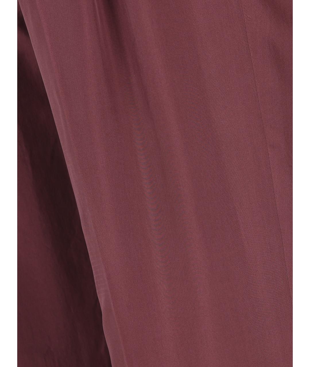 SAINT LAURENT Бордовые шелковые прямые брюки, фото 4