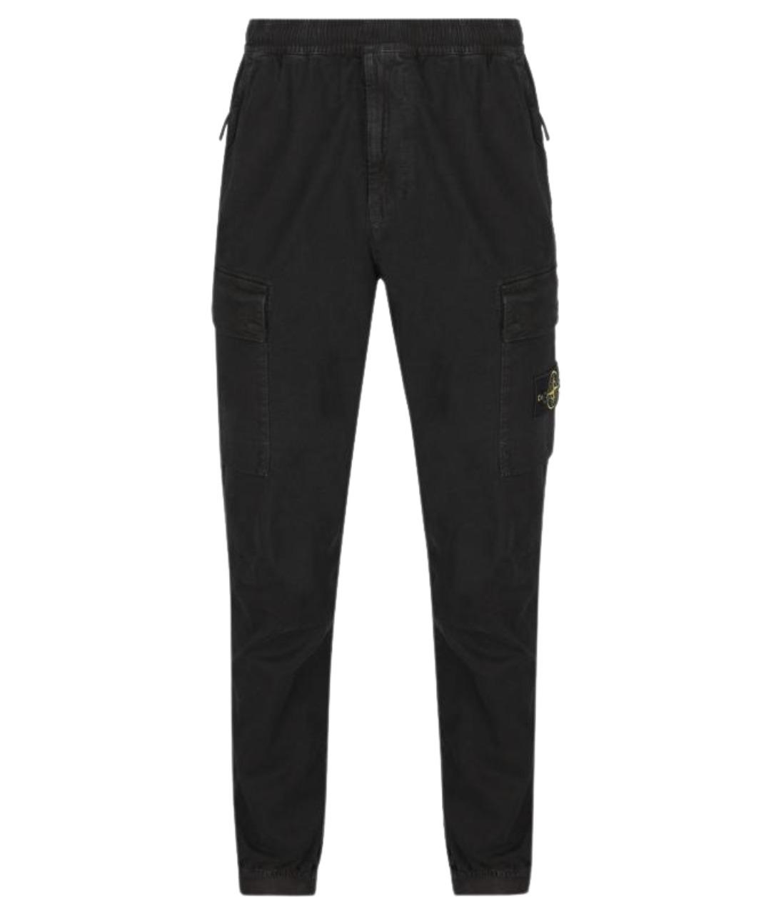STONE ISLAND Черные хлопковые повседневные брюки, фото 1