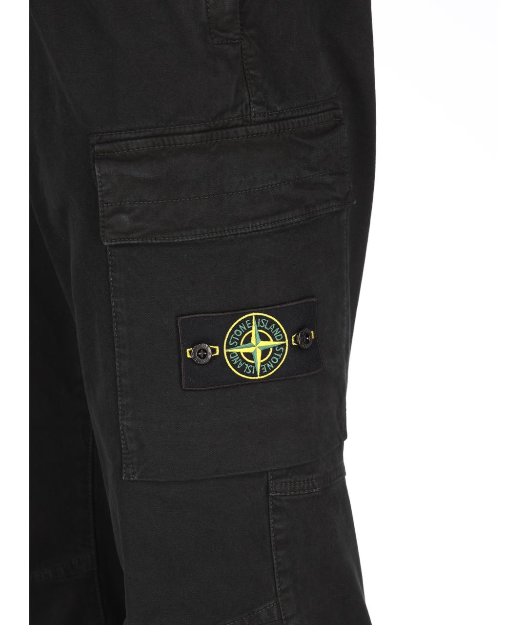 STONE ISLAND Черные хлопковые повседневные брюки, фото 3