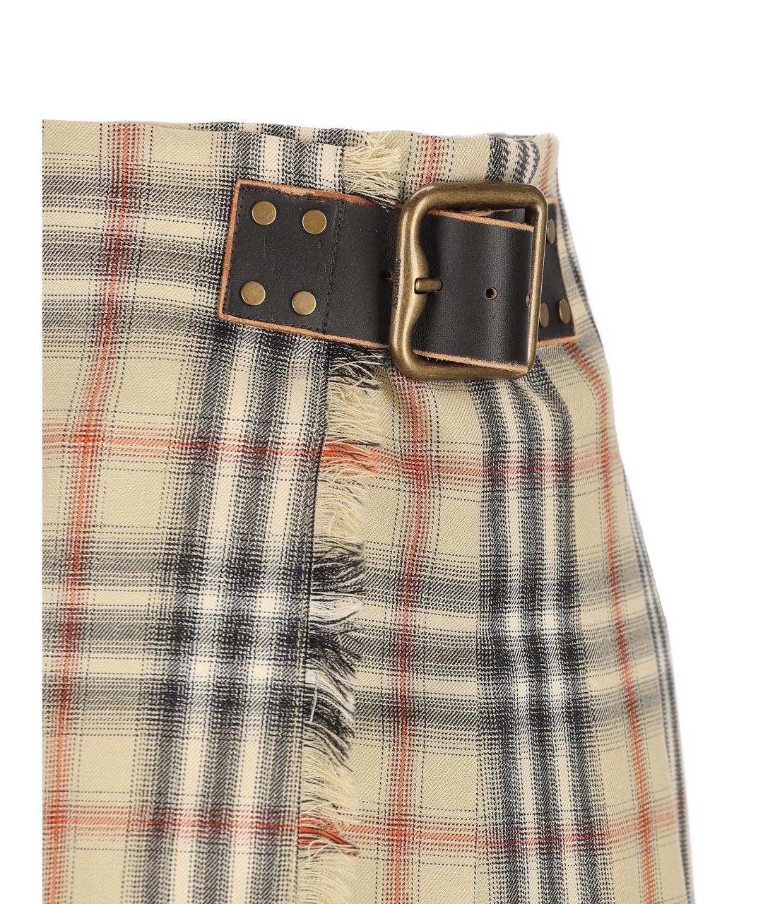 BURBERRY Бежевая шерстяная юбка мини, фото 3