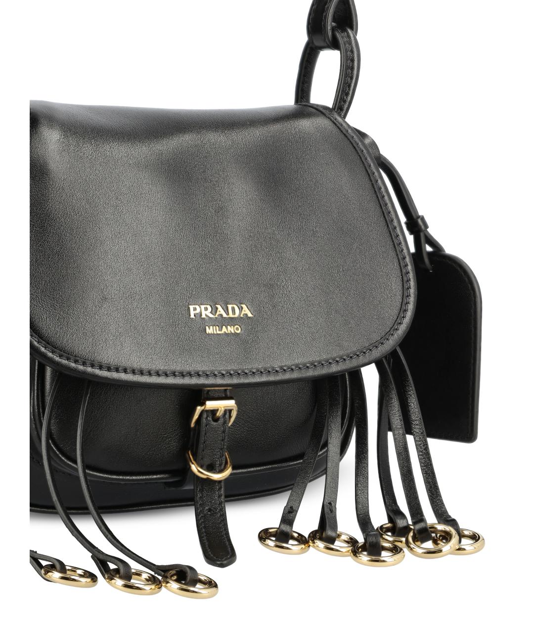 PRADA Черная кожаная сумка через плечо, фото 4