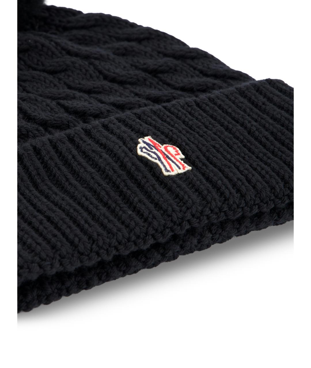 MONCLER GRENOBLE Черная шерстяная шапка, фото 4