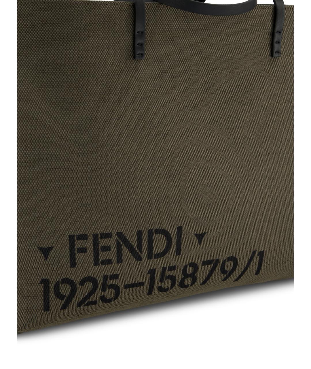FENDI Зеленая сумка тоут из канвы, фото 4