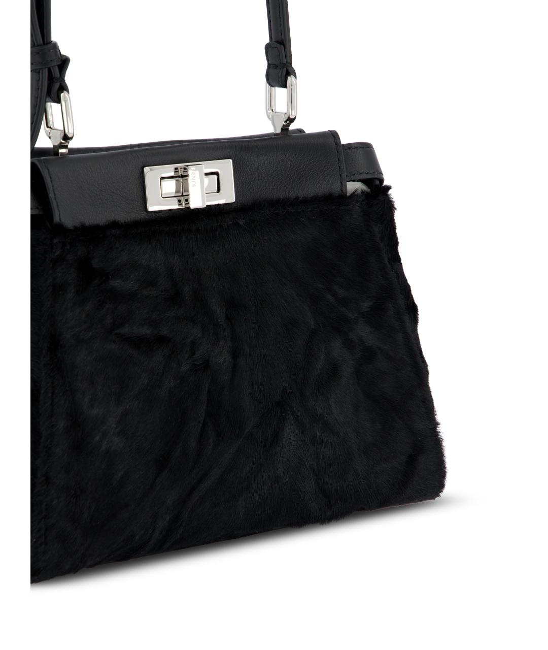 FENDI Черная кожаная сумка тоут, фото 4