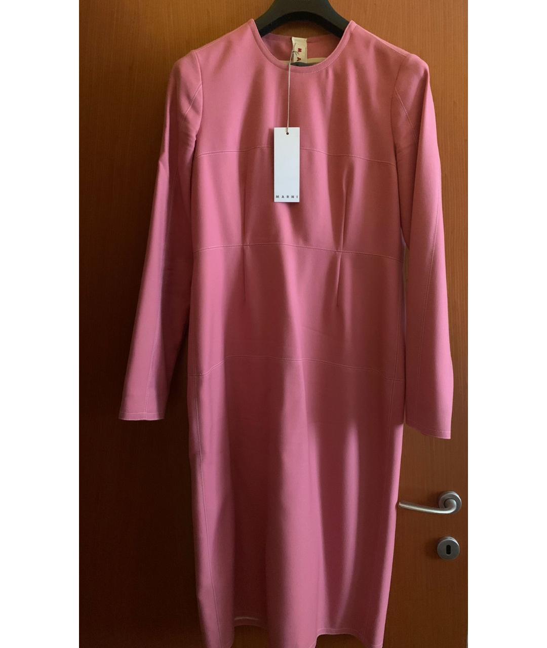 MARNI Розовое шерстяное повседневное платье, фото 5