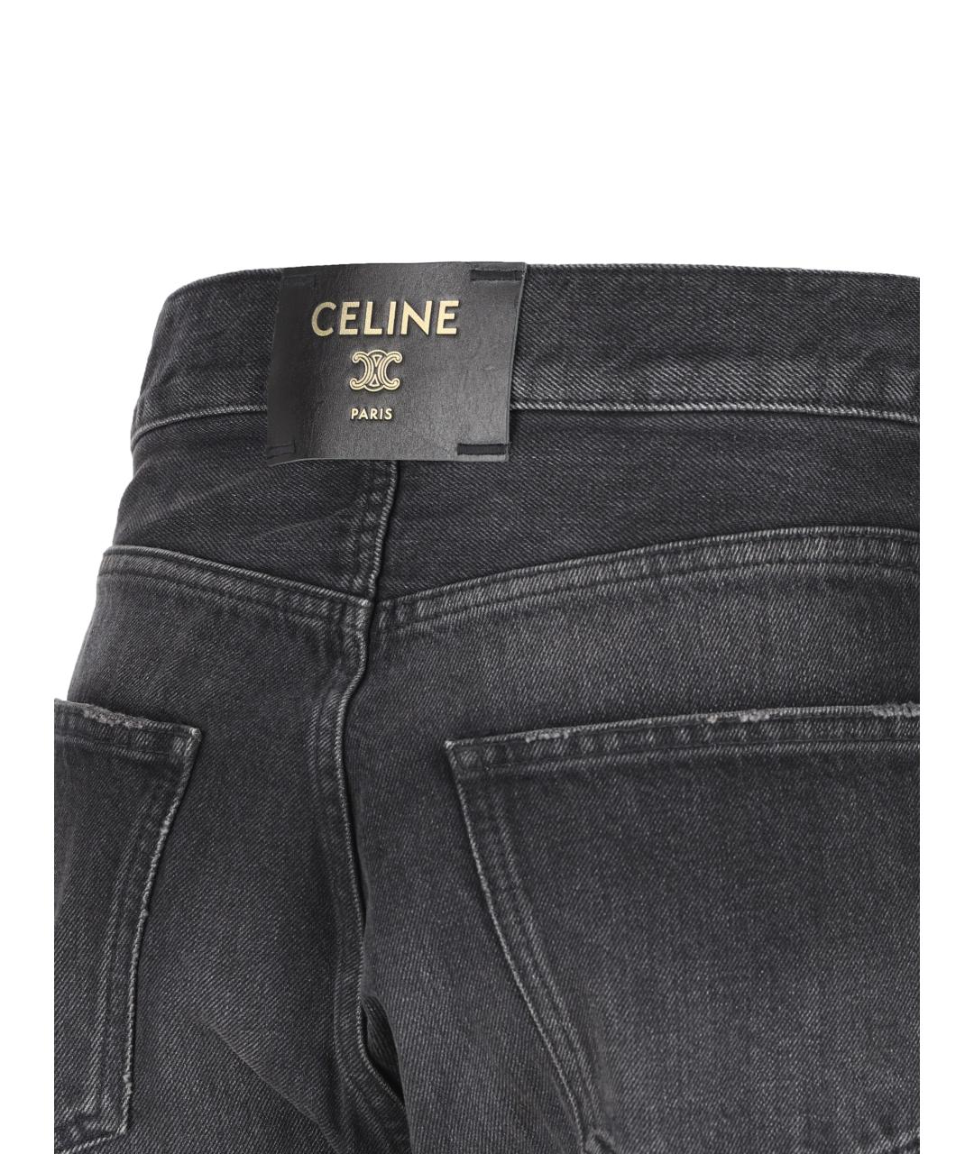CELINE Черные хлопковые прямые джинсы, фото 4