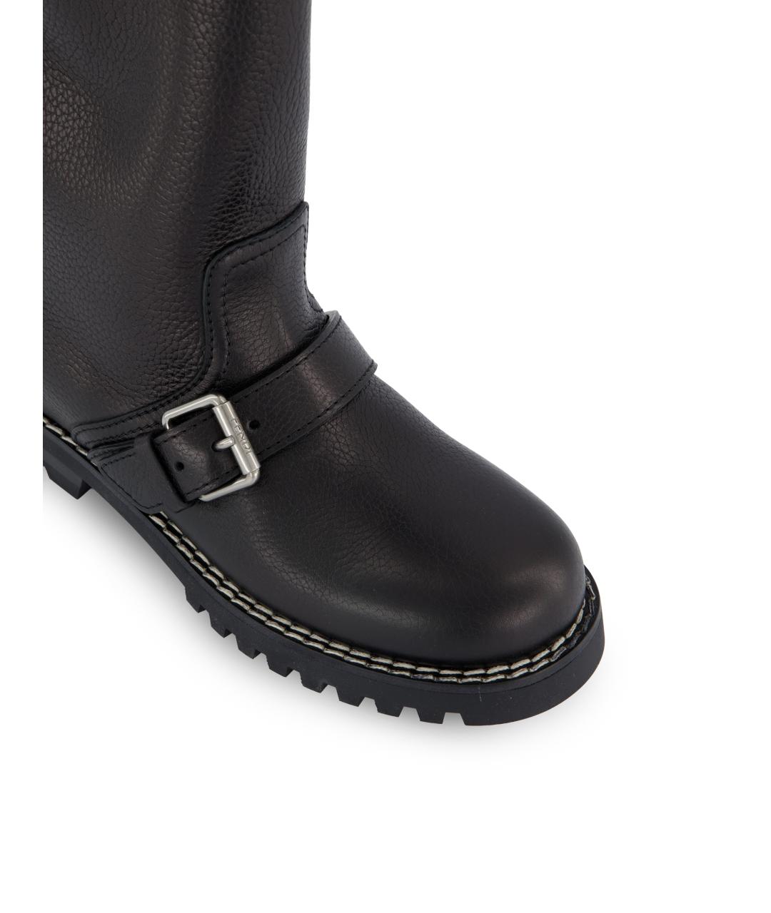 FENDI Черные кожаные сапоги, фото 4
