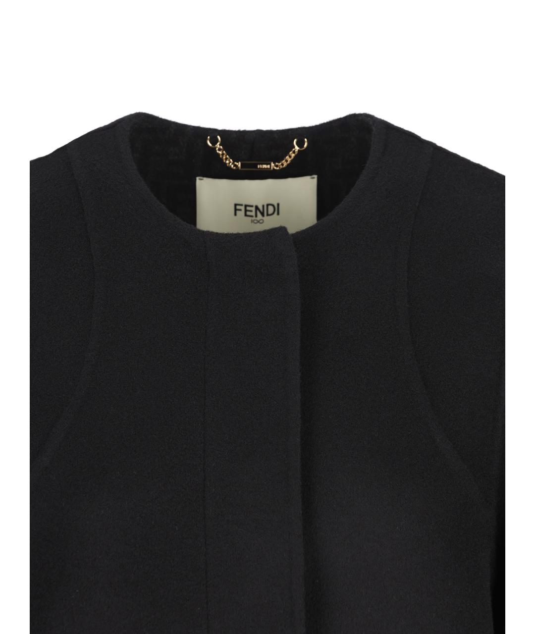FENDI Черное шерстяное пальто, фото 4