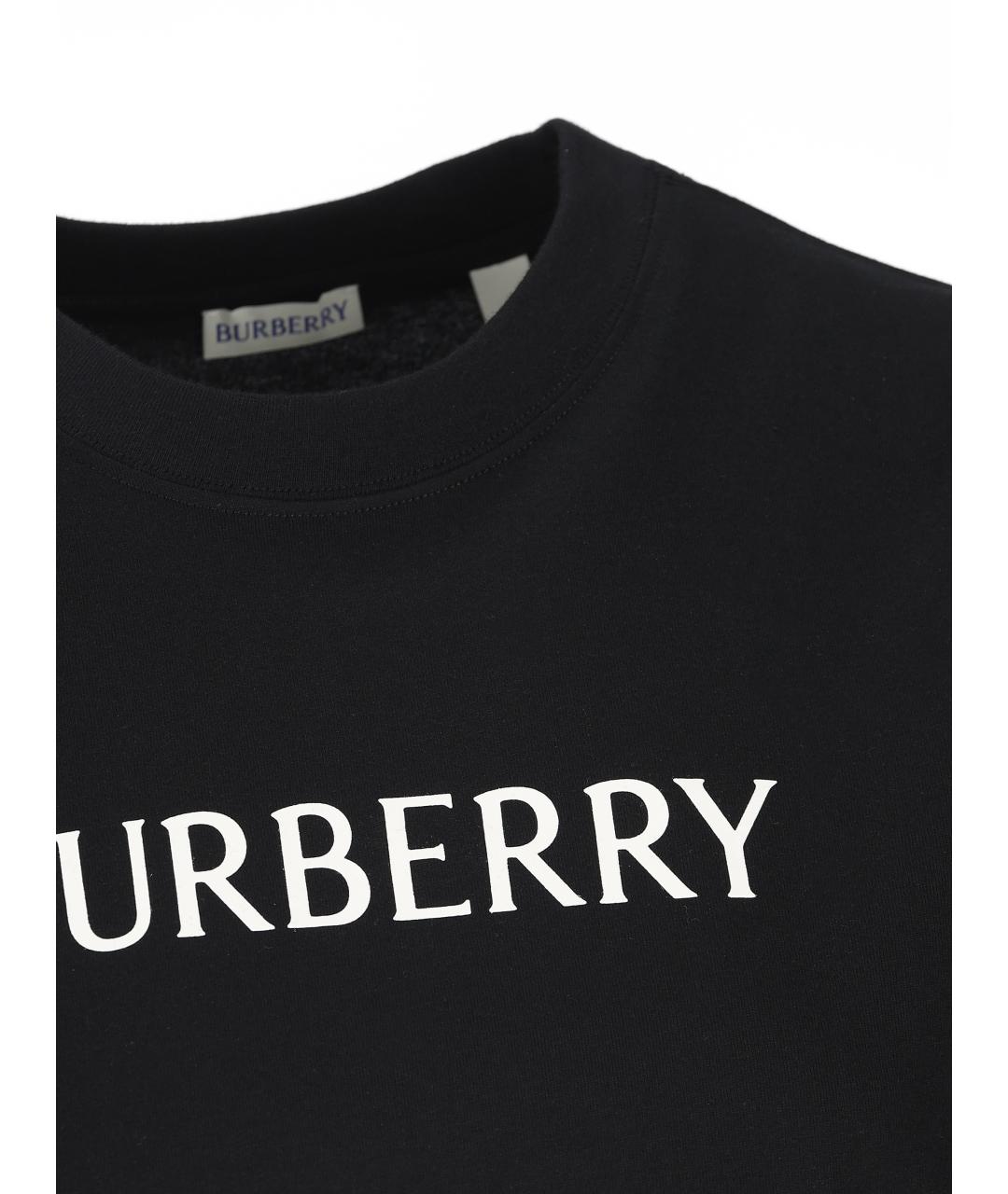 BURBERRY Черная хлопковая футболка, фото 4