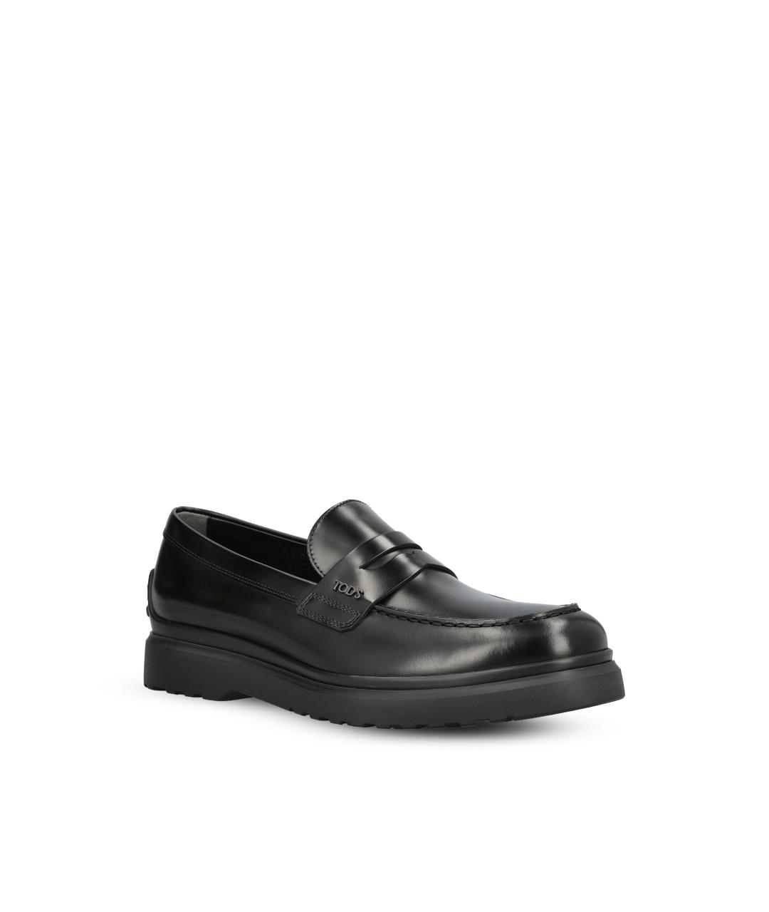 TOD'S Черные кожаные лоферы, фото 2