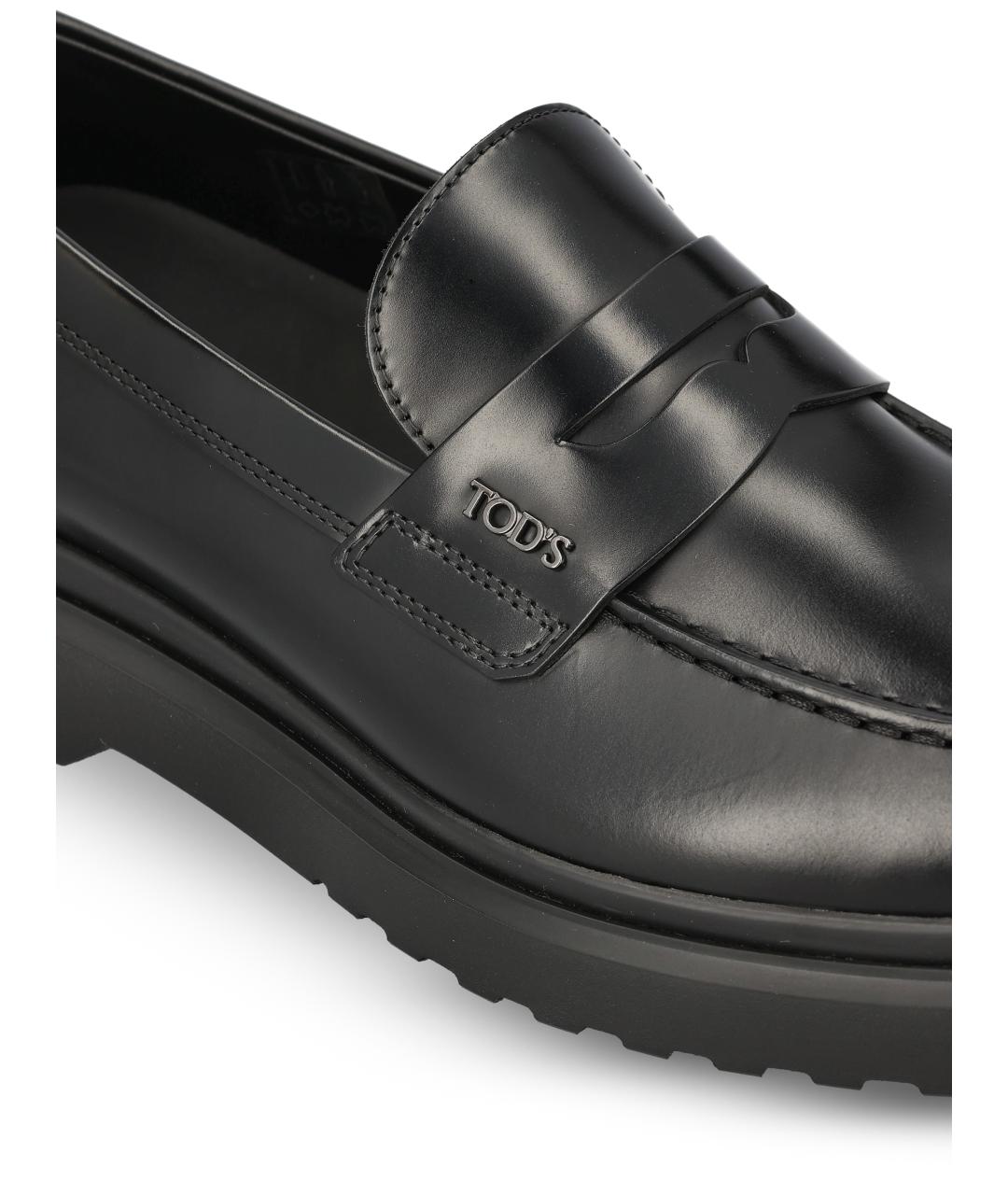 TOD'S Черные кожаные лоферы, фото 4