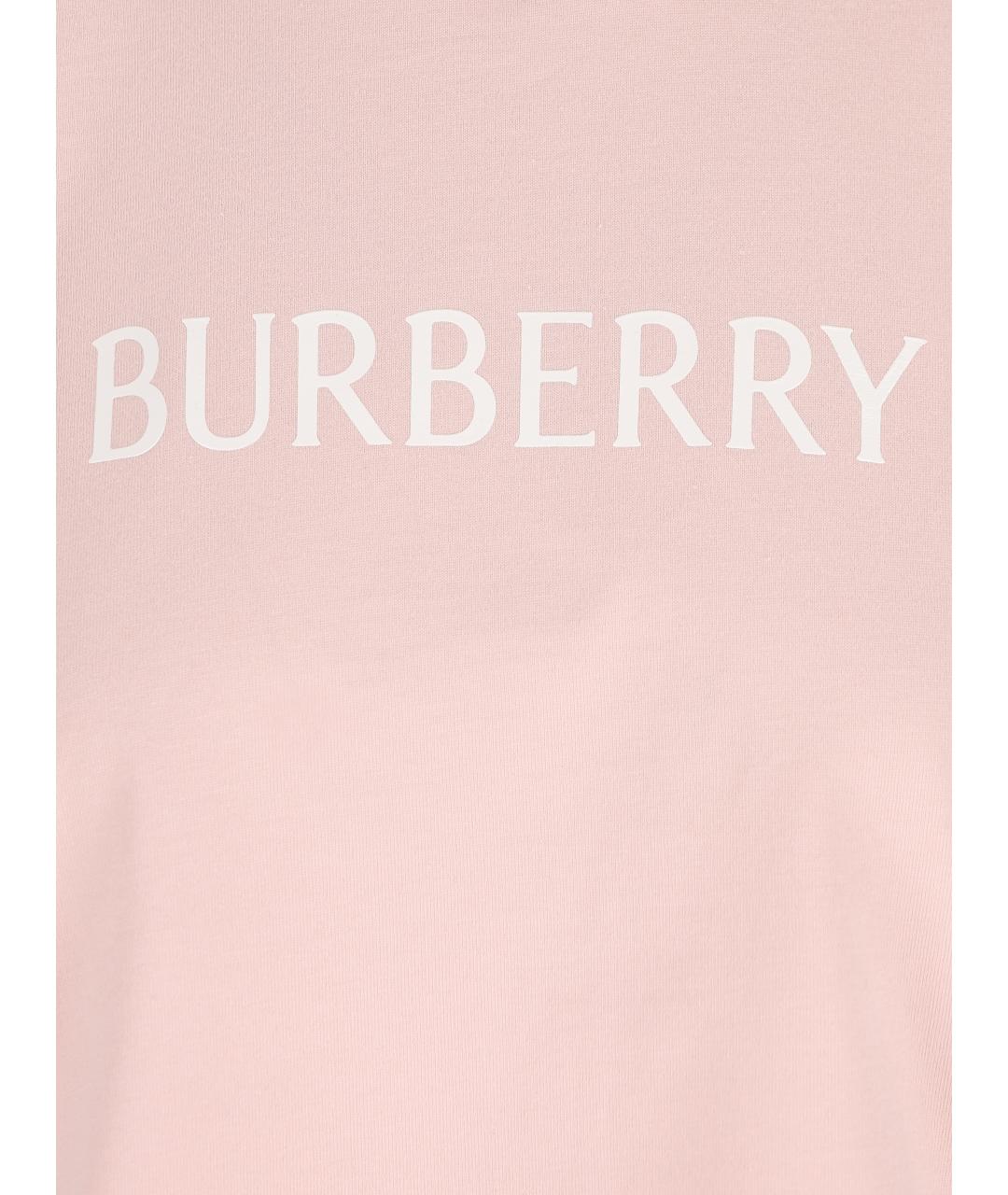 BURBERRY Розовая хлопковая футболка, фото 3