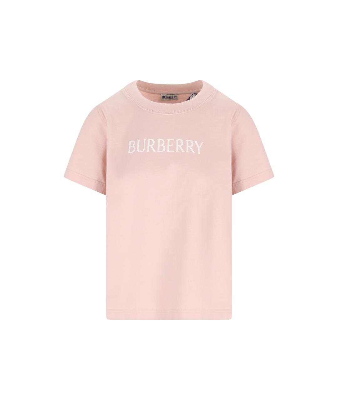BURBERRY Розовая хлопковая футболка, фото 5