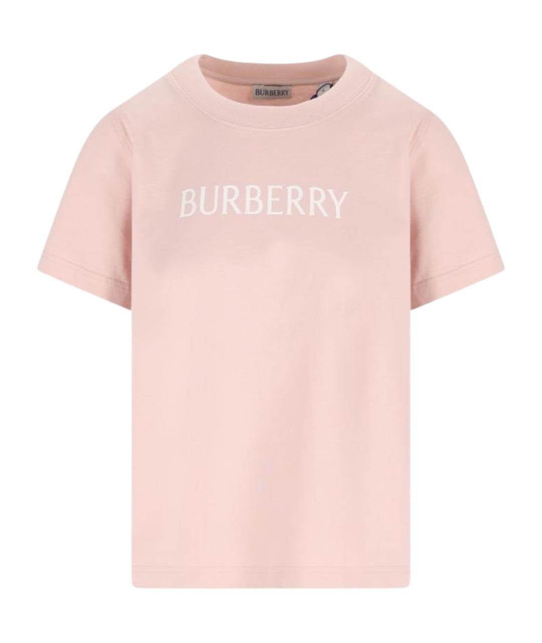 BURBERRY Розовая хлопковая футболка, фото 1