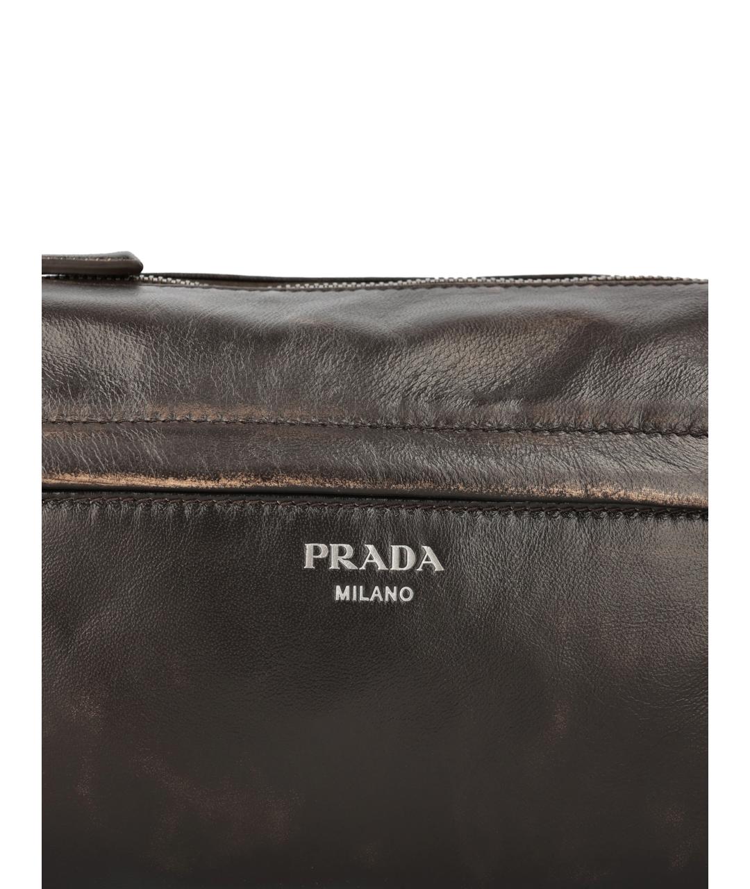 PRADA Коричневая кожаная сумка на плечо, фото 4
