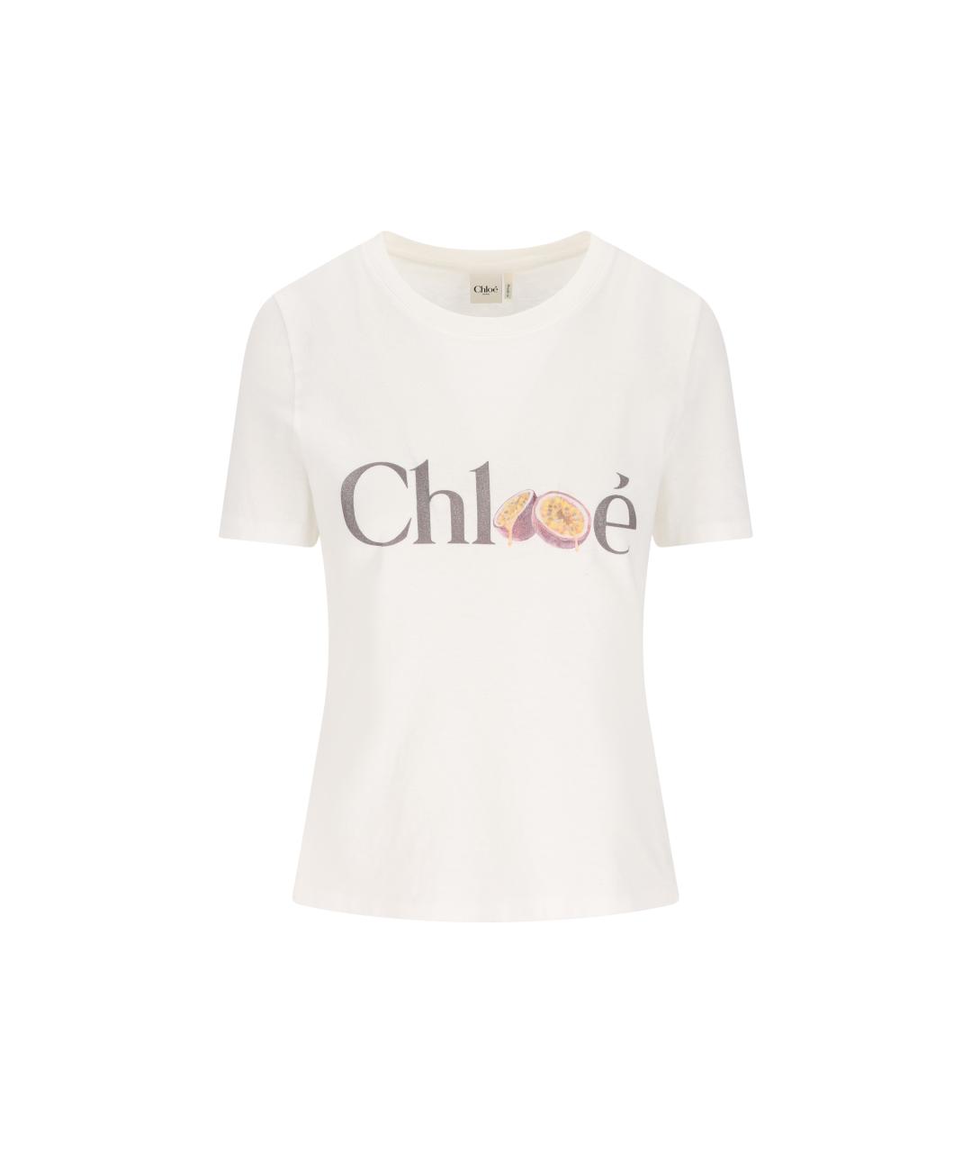 CHLOE Белая хлопковая футболка, фото 5