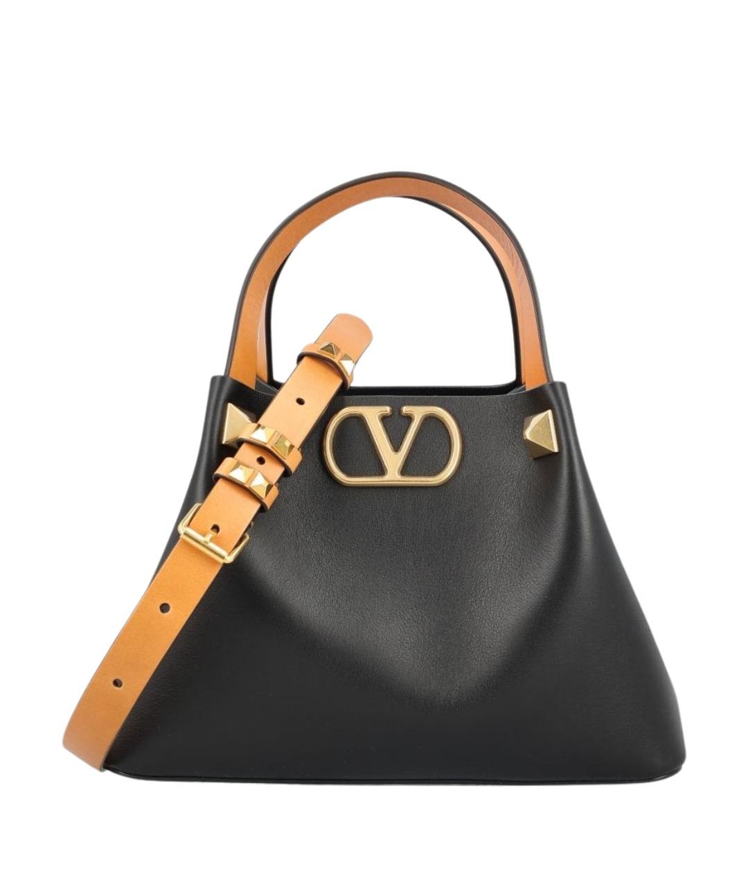 VALENTINO Черная кожаная сумка тоут, фото 1