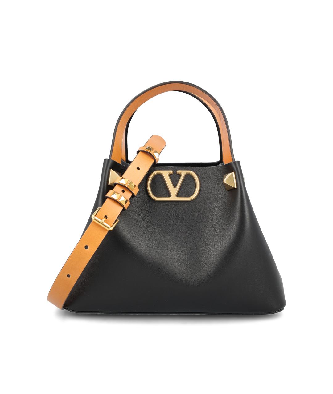 VALENTINO Черная кожаная сумка тоут, фото 5