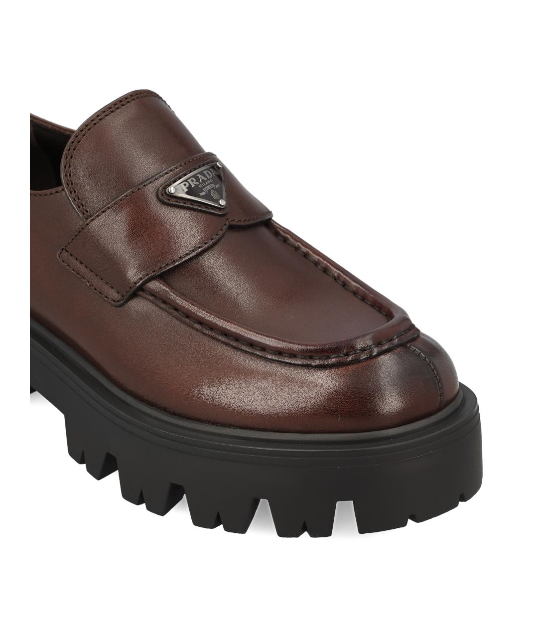 PRADA Коричневые кожаные лоферы, фото 4