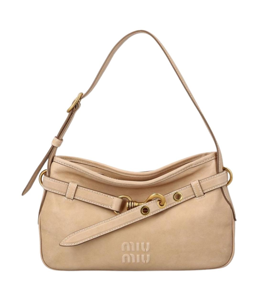 MIU MIU Бежевая кожаная сумка через плечо, фото 1