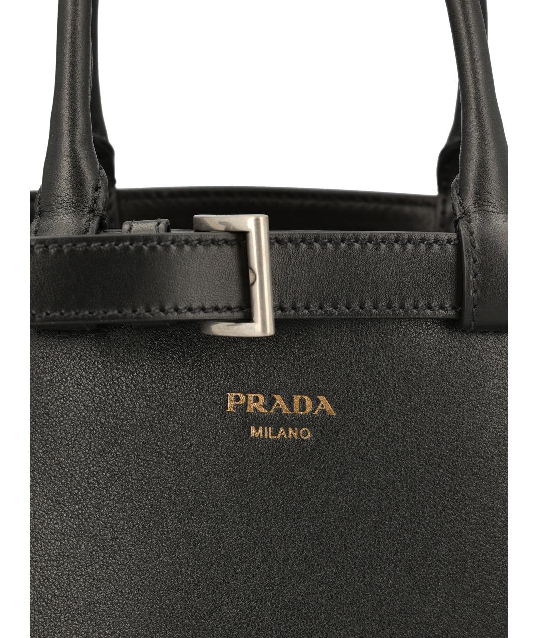PRADA Черная кожаная сумка тоут, фото 4