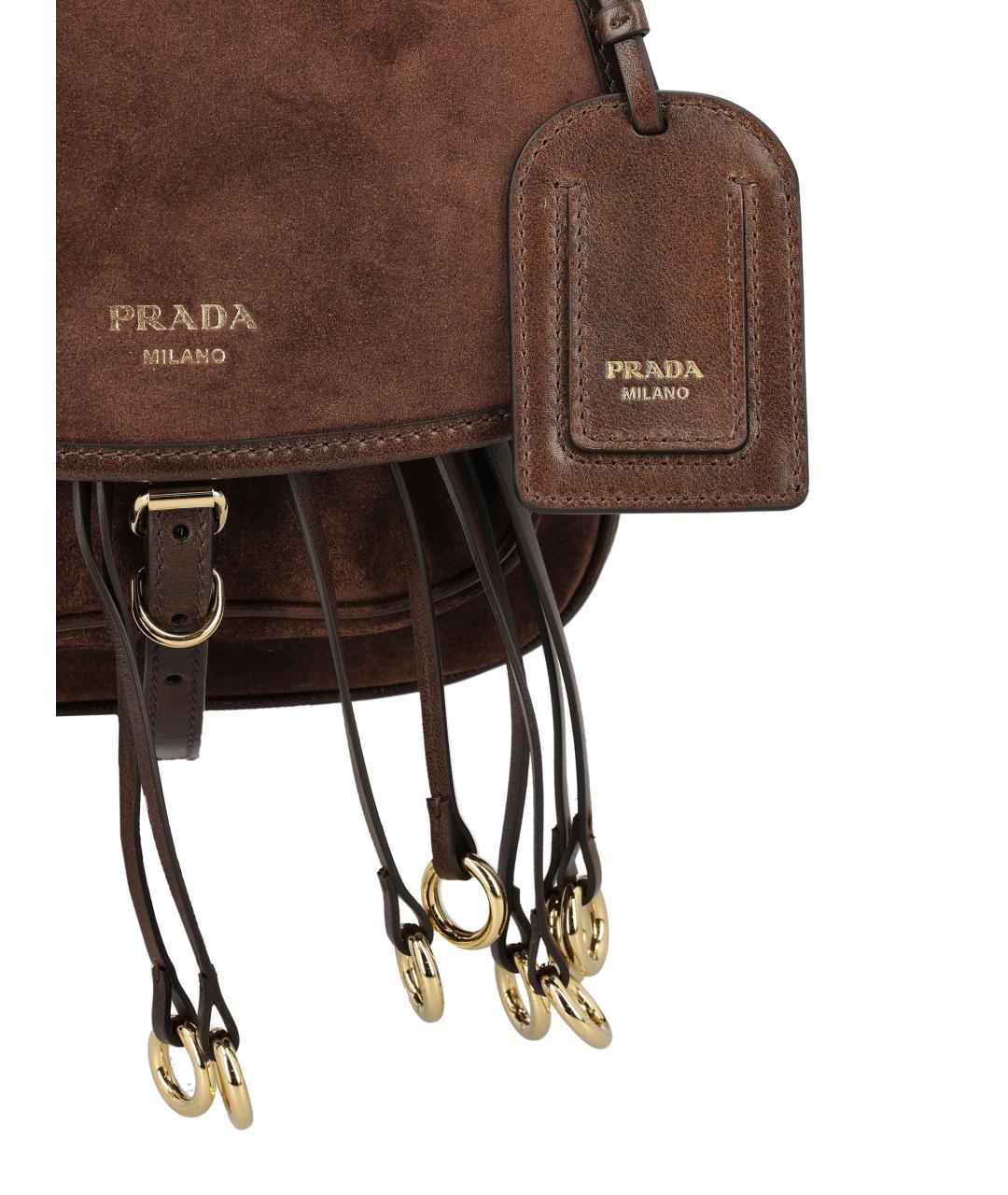 PRADA Коричневая замшевая сумка через плечо, фото 4