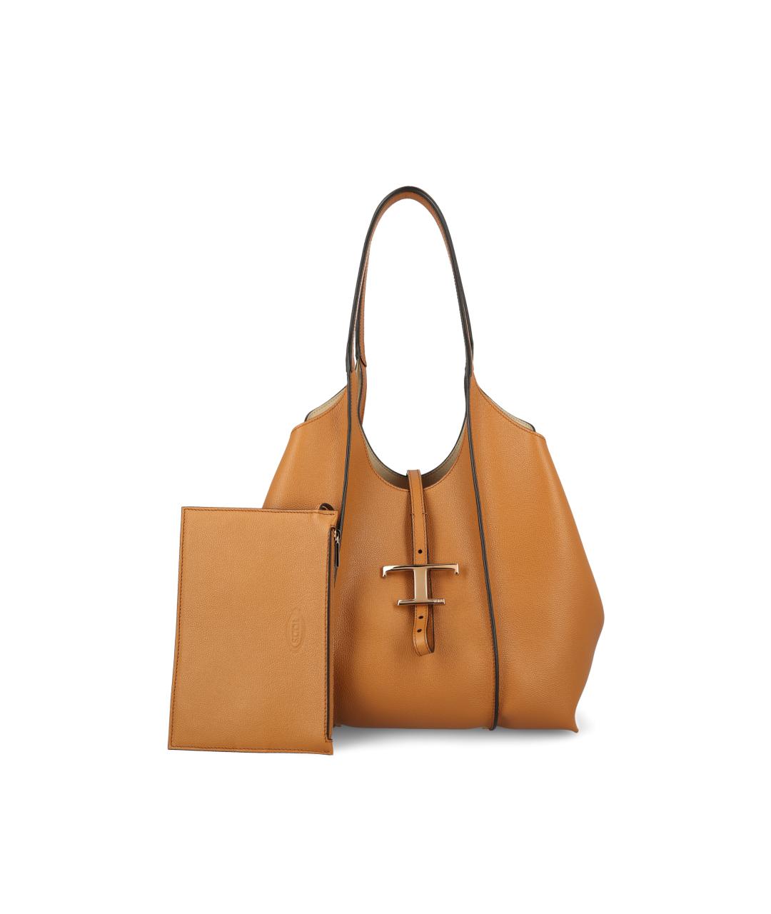 TOD'S Бежевая кожаная сумка тоут, фото 5