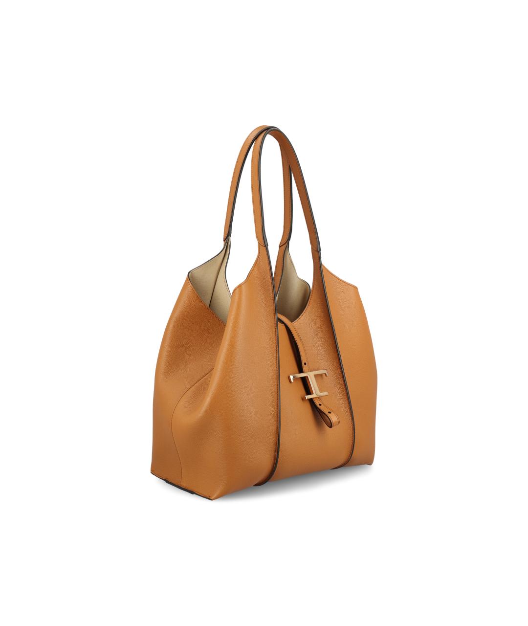 TOD'S Бежевая кожаная сумка тоут, фото 3
