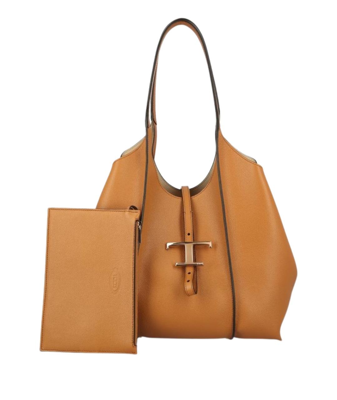 TOD'S Бежевая кожаная сумка тоут, фото 1