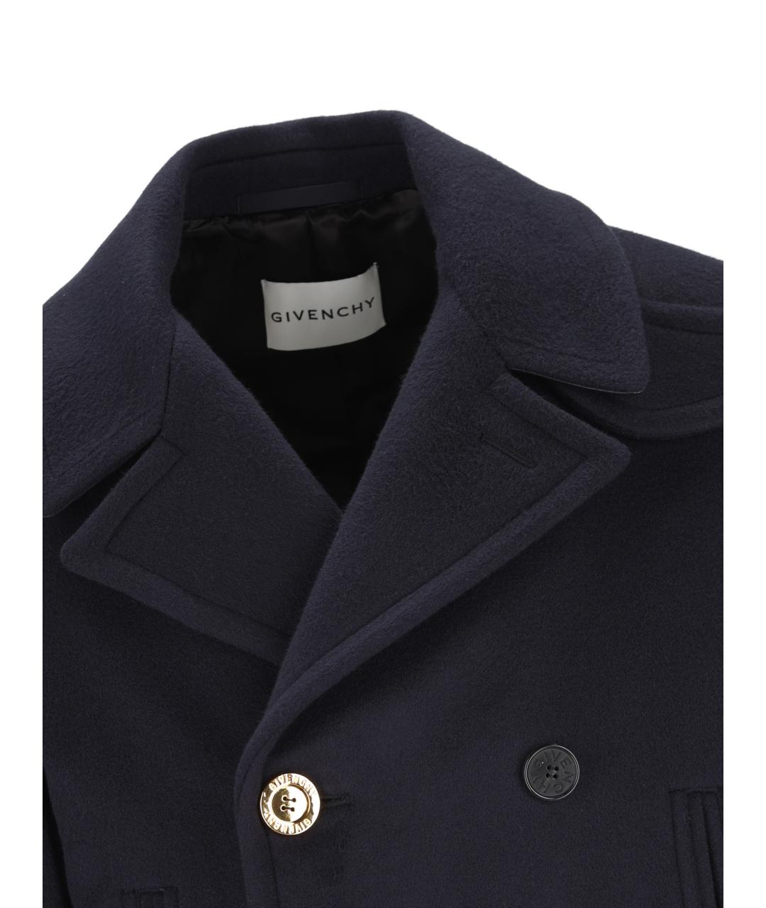 GIVENCHY Темно-синее шерстяное пальто, фото 3