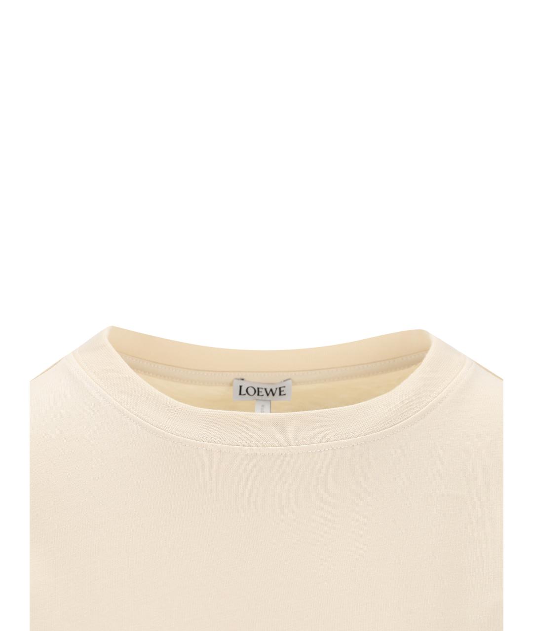 LOEWE Бежевая хлопковая футболка, фото 3