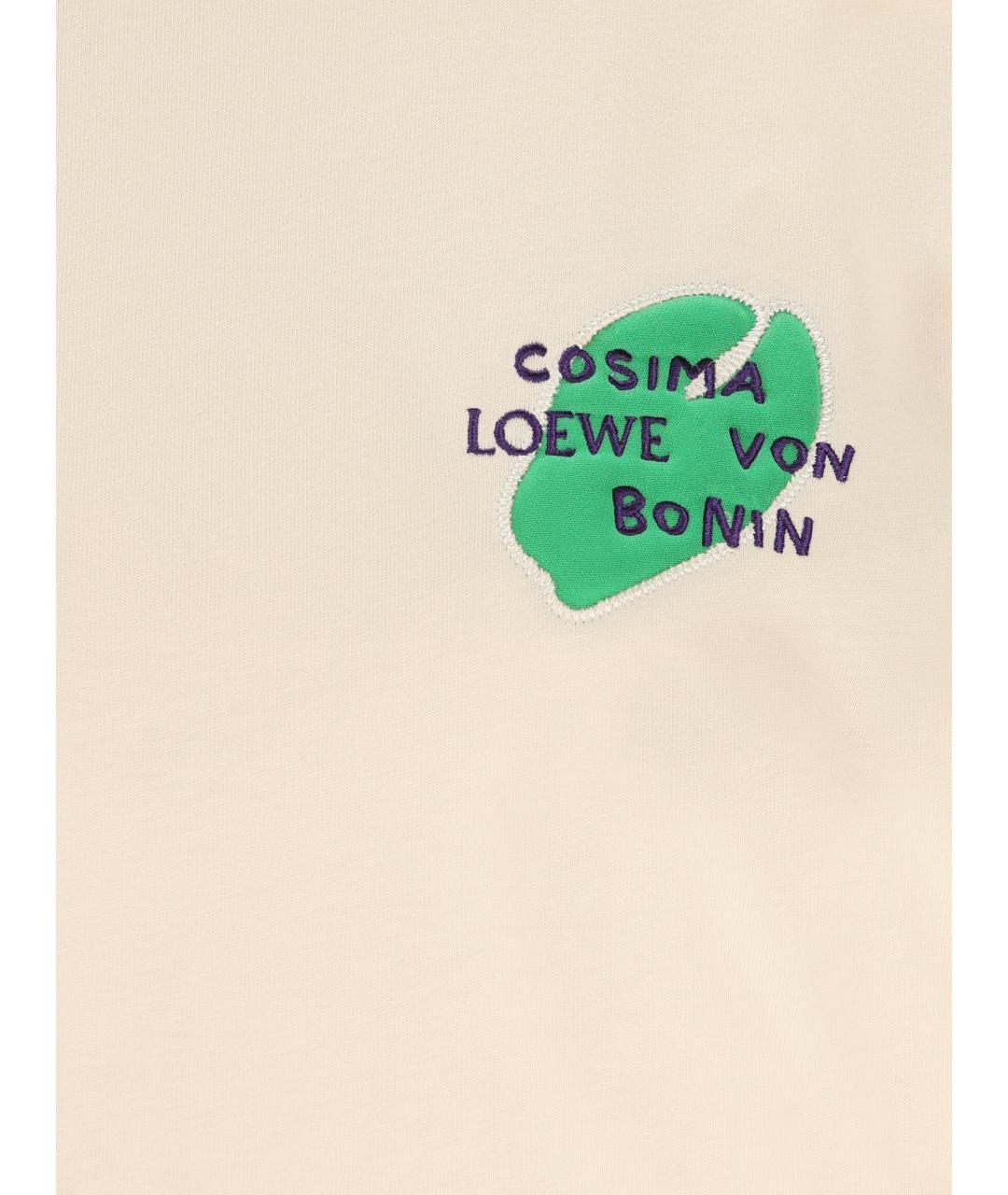 LOEWE Бежевая хлопковая футболка, фото 4