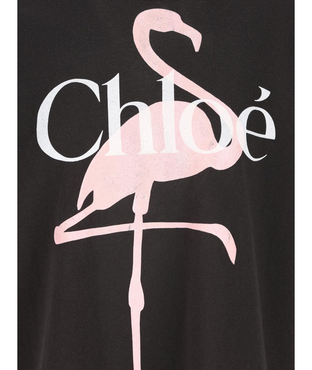 CHLOE Черная хлопковая футболка, фото 4