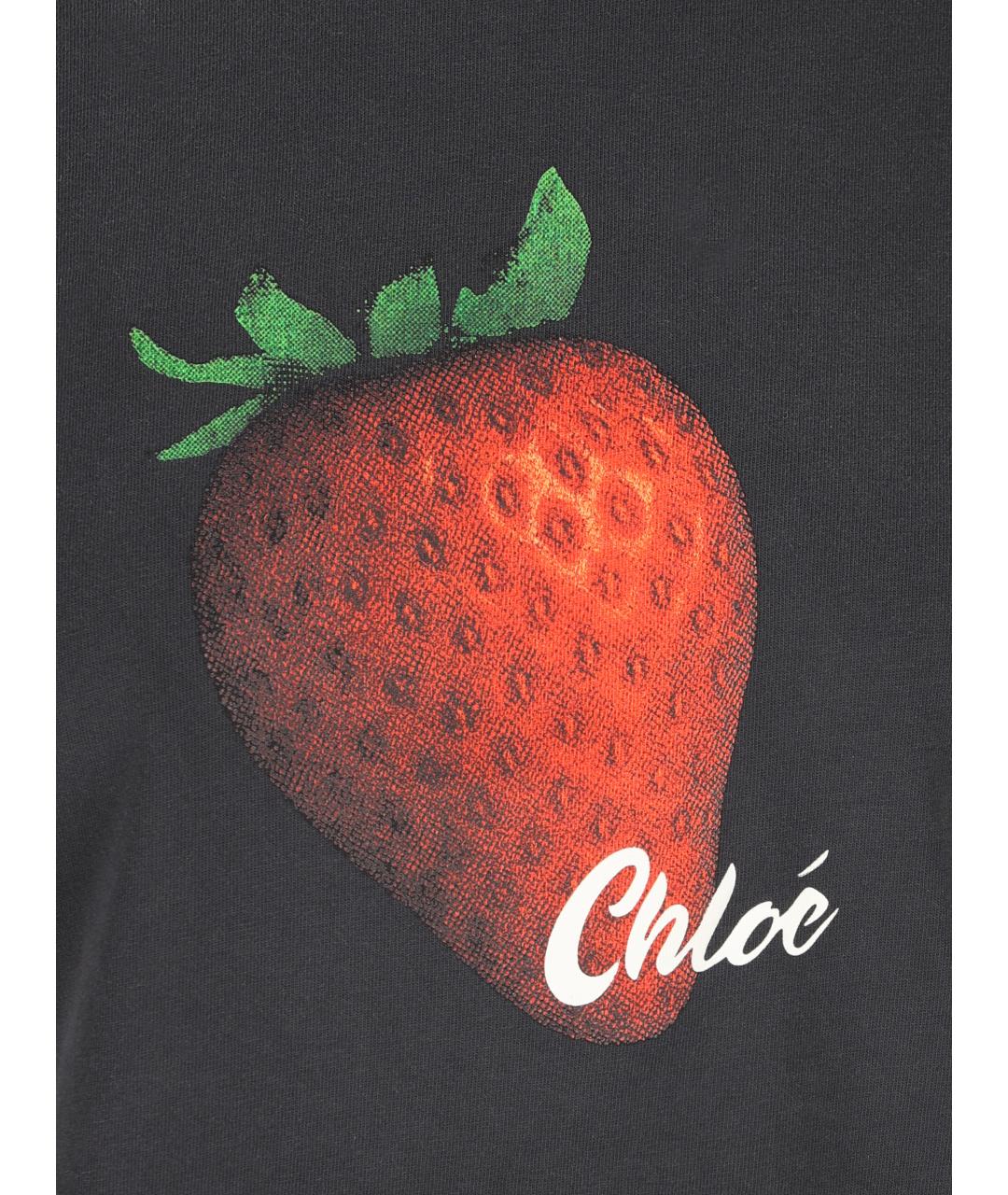 CHLOE Черная хлопковая футболка, фото 3