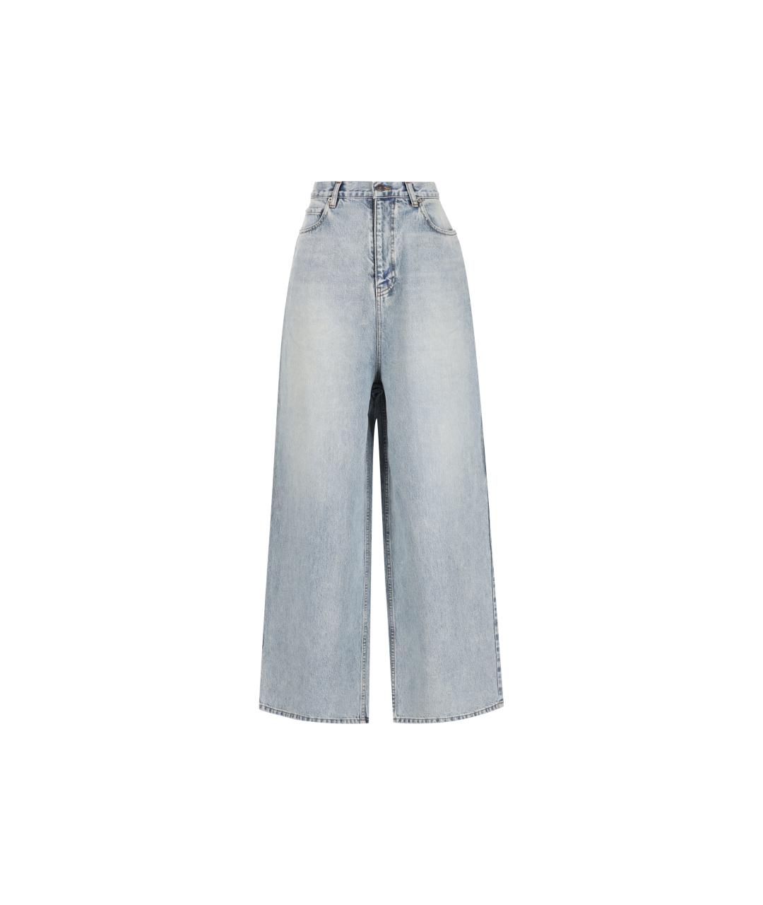 BALENCIAGA Голубые хлопковые прямые джинсы, фото 5
