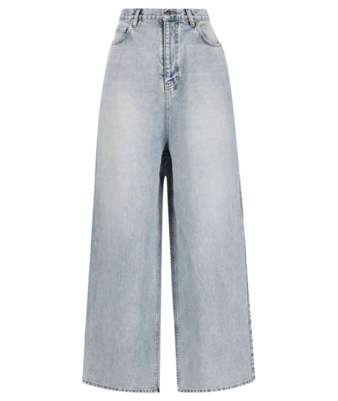BALENCIAGA Голубые хлопковые прямые джинсы, фото 1